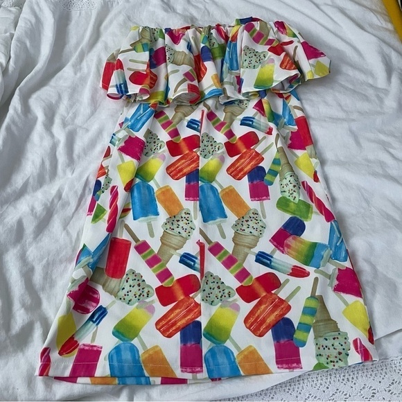 Tiff & Jen SMALL Ice Cream Ruffle off Shoulder Dress Popsicle Summer cold - Picture 5 of 7